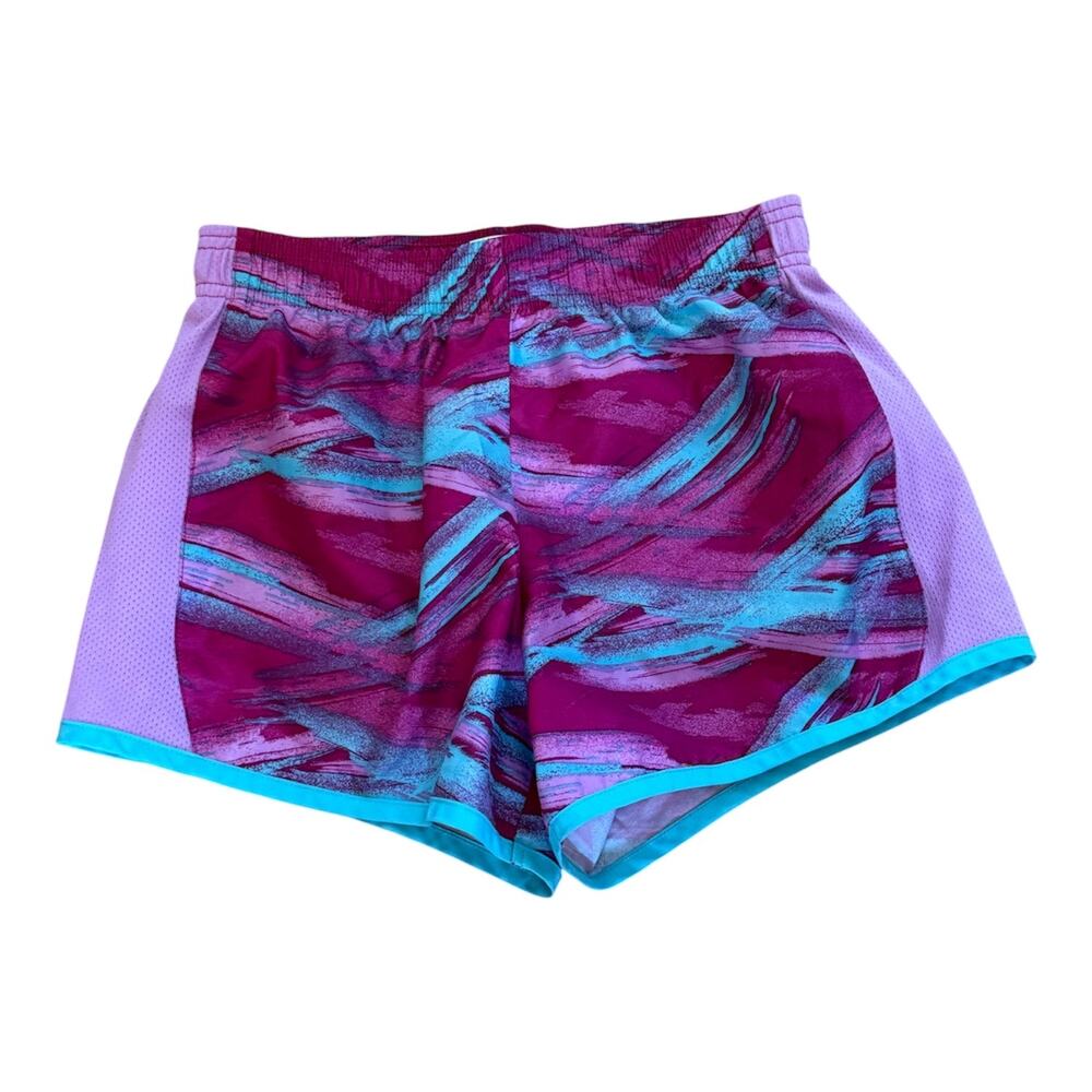 Girls L 10-12 Danskin Now Pink  Turquoise Blue Running Shorts Cheer Gym